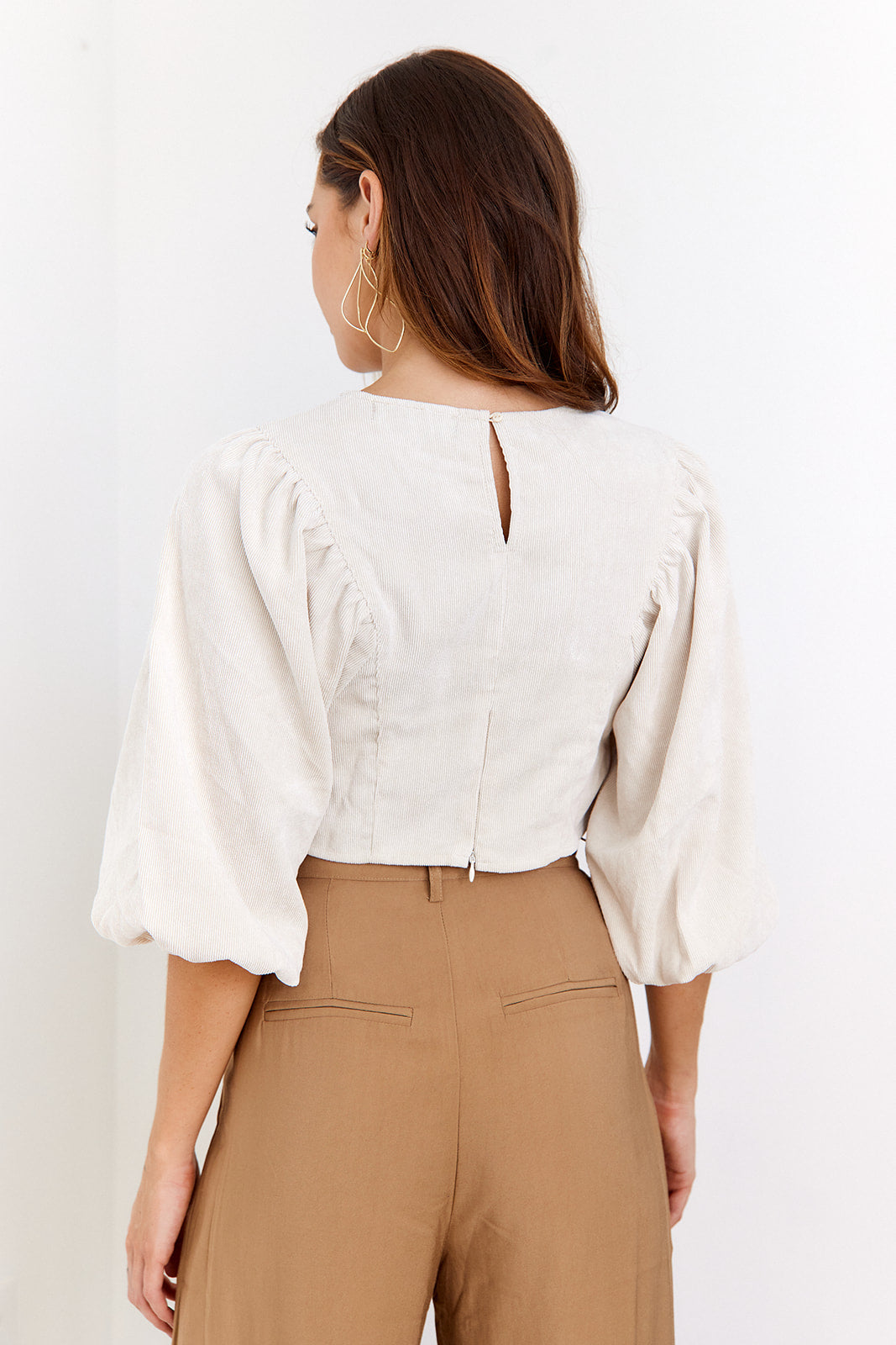 Kaylin Puff Sleeve Corduroy Top - fab'rik