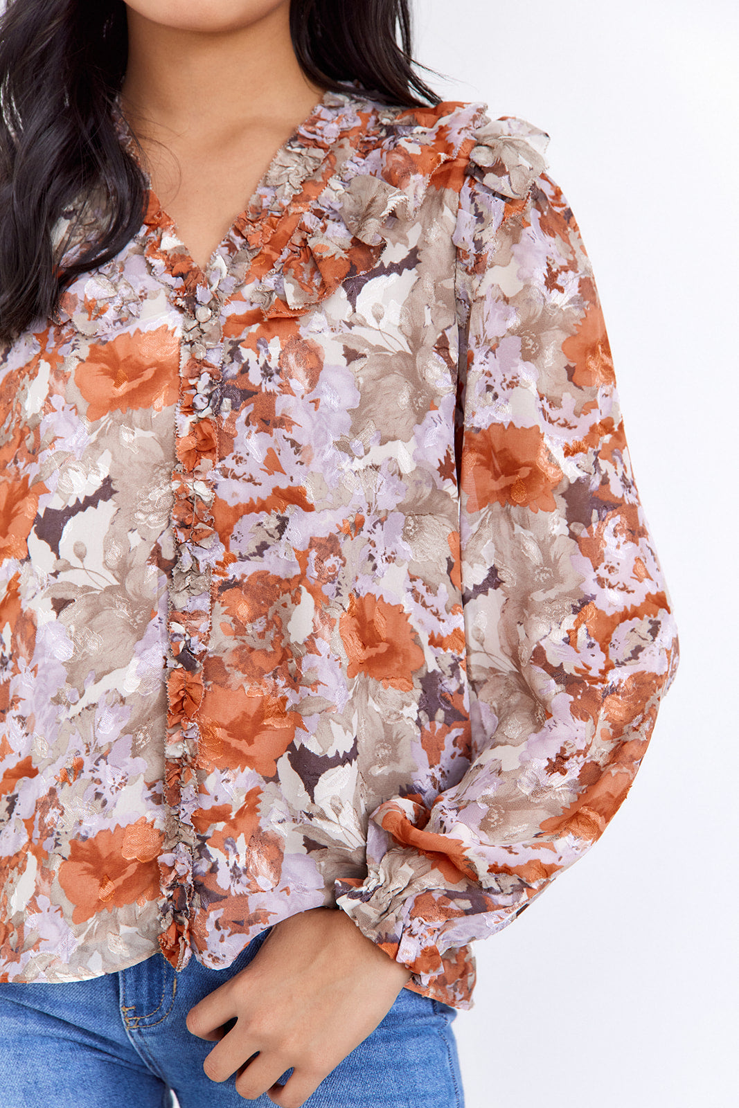 Keira Printed Ruffle Blouse - fab'rik