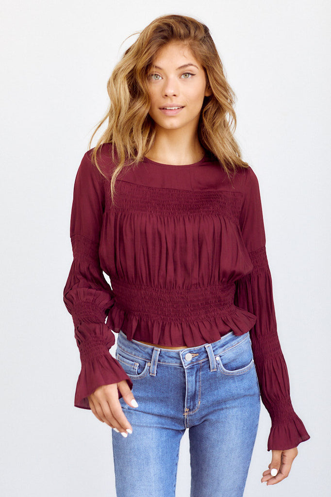 Preorder Matha Smocked Detail Long Sleeve Blouse - fab'rik