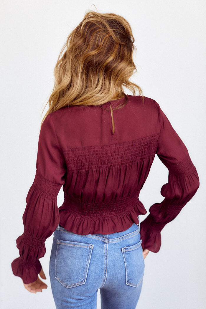 Preorder Matha Smocked Detail Long Sleeve Blouse - fab'rik