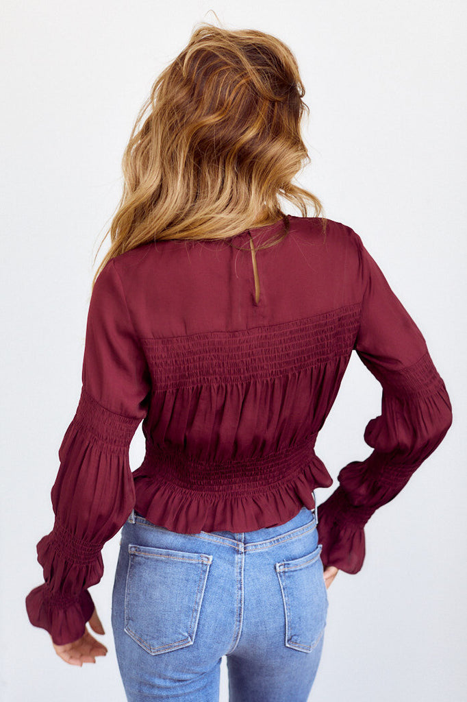 Preorder Matha Smocked Detail Long Sleeve Blouse - fab'rik