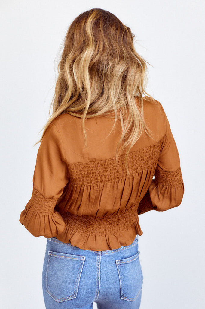 Preorder Matha Smocked Detail Long Sleeve Blouse - fab'rik