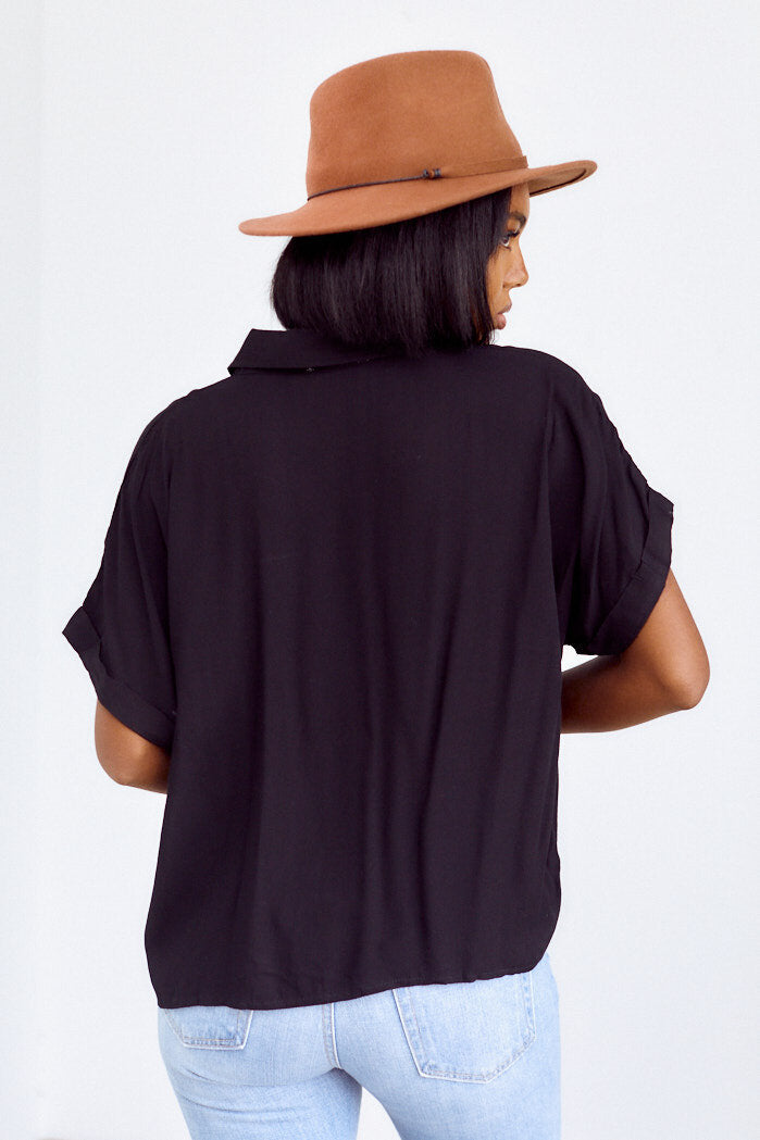 Brighton Short Sleeve Button Down Top - fab'rik