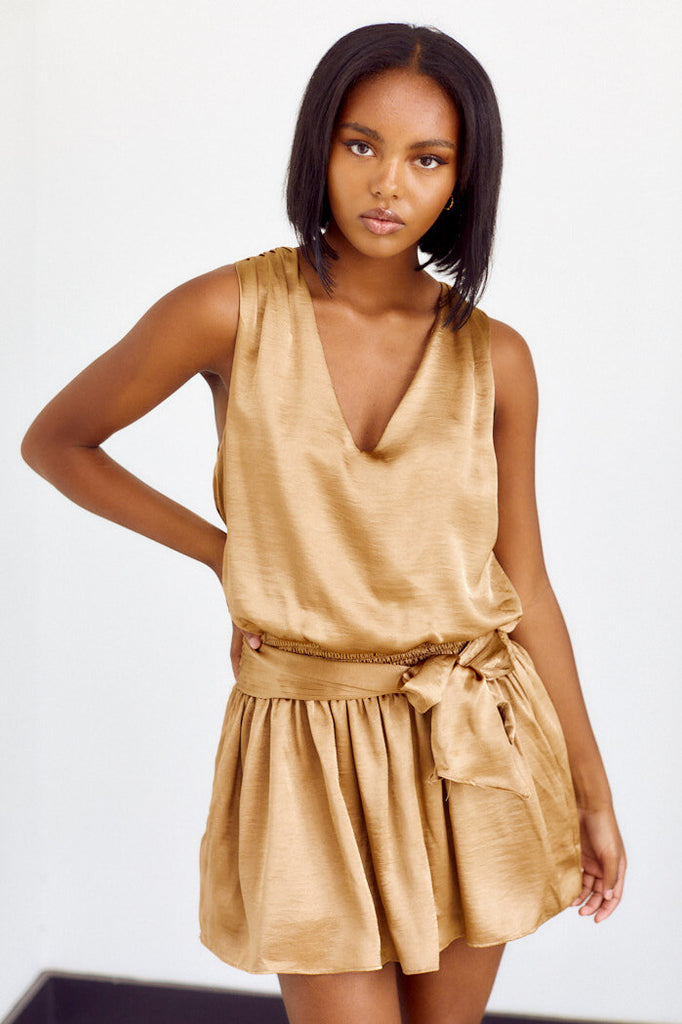 SALE - Lilly Sleeveless Tie Waist Dress - fab'rik