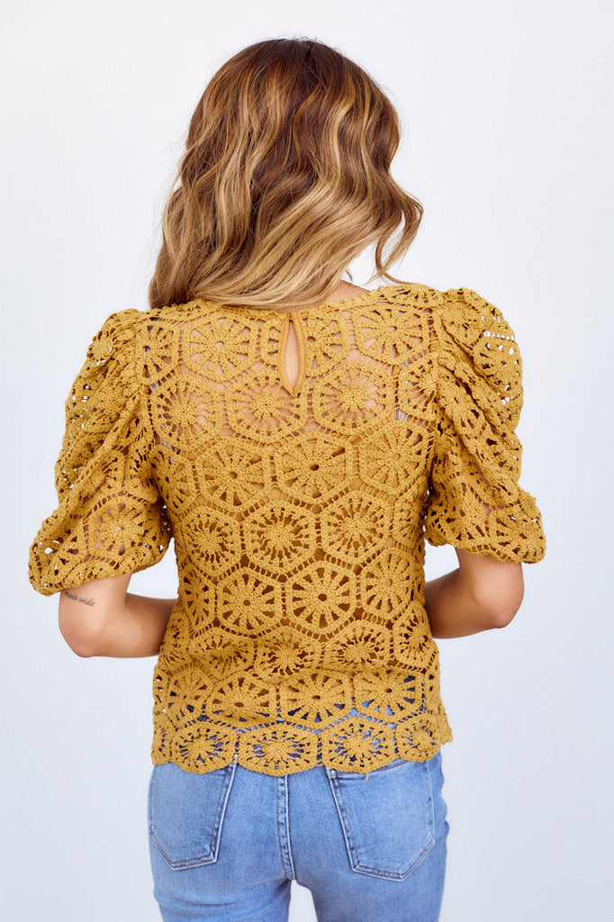 Athena Puff Sleeve Crochet Top - fab'rik