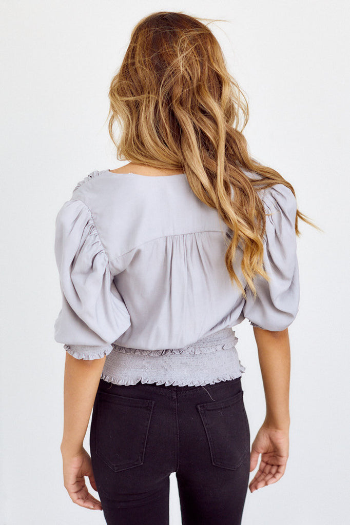 SALE - Jenny Smock Waist Puff Sleeve Blouse - fab'rik