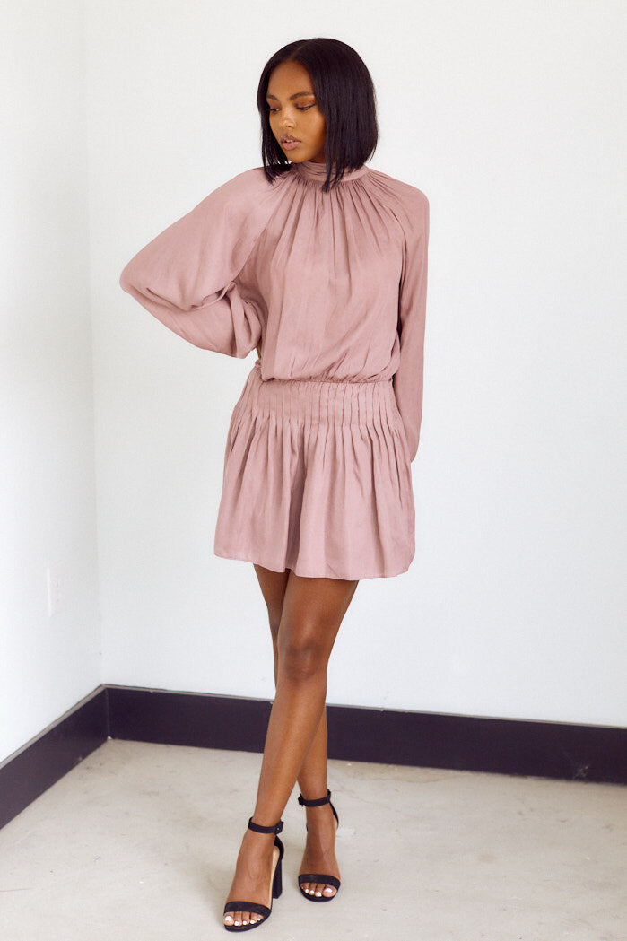 Wexley Tie Neck Smocked Waist Dress - fab'rik