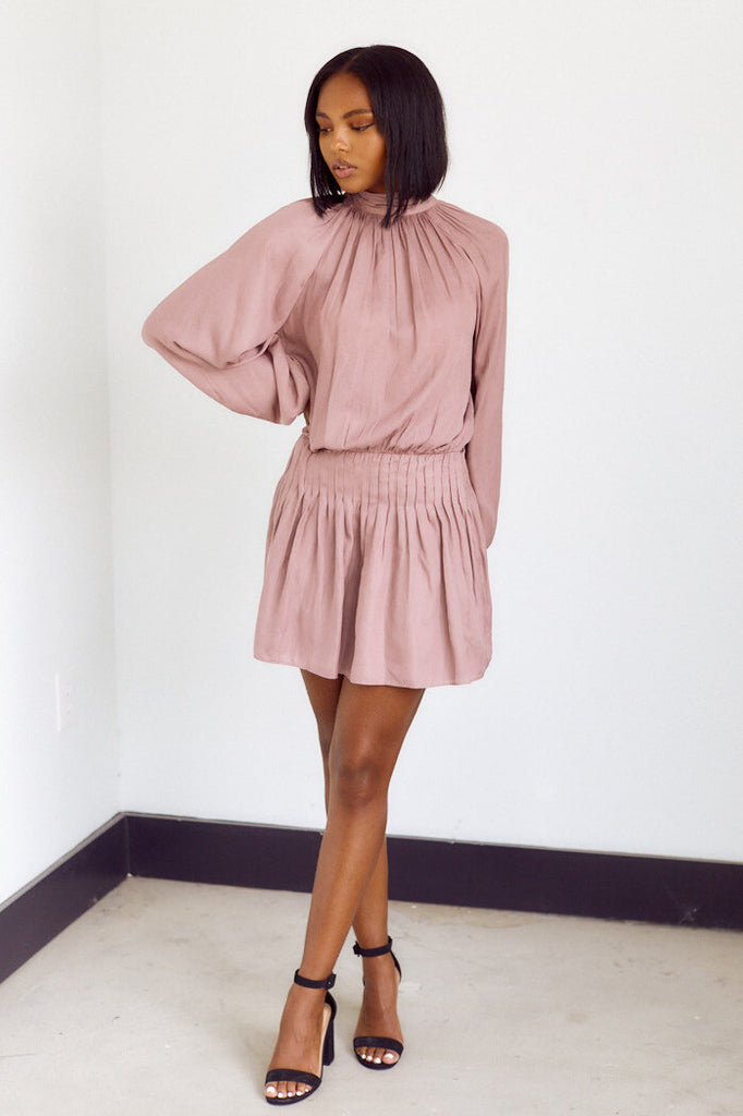 Wexley Tie Neck Smocked Waist Dress - fab'rik