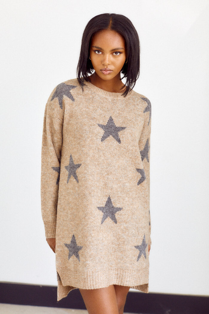SALE - Brindley Star Print Sweater Dress - fab'rik