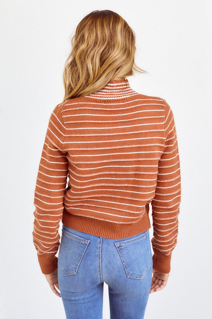 SALE - Melra Striped Mock Neck Sweater - fab'rik