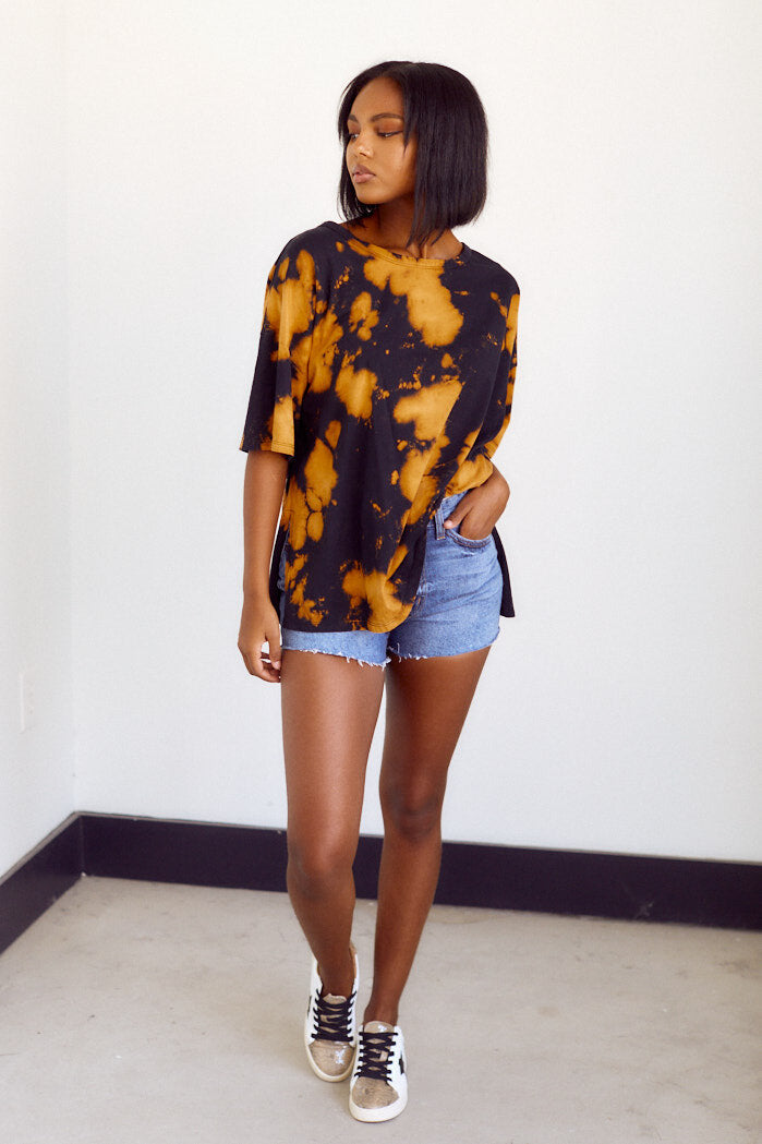 Harper Tie Dye Short Sleeve Loose Fit Top - fab'rik