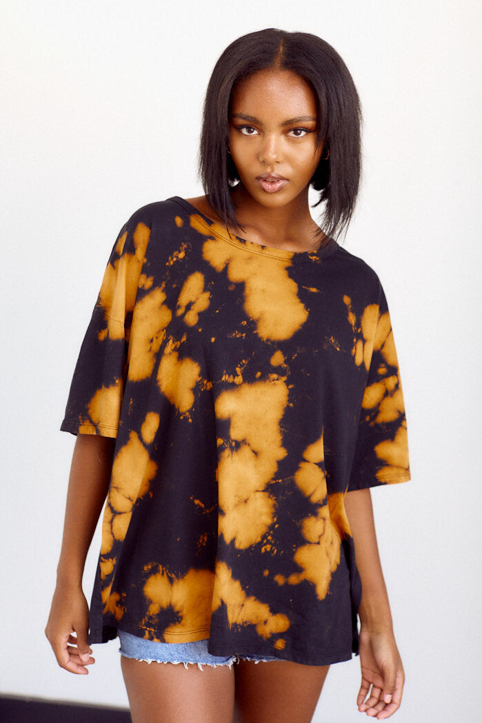 Harper Tie Dye Short Sleeve Loose Fit Top - fab'rik