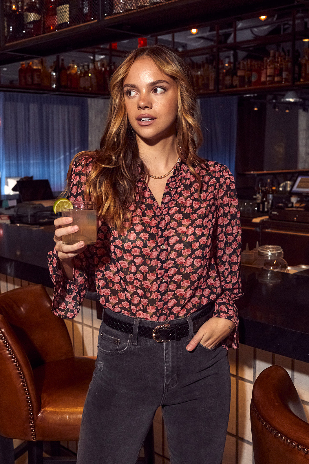 SALE - Talie Floral Printed Blouse - fab'rik