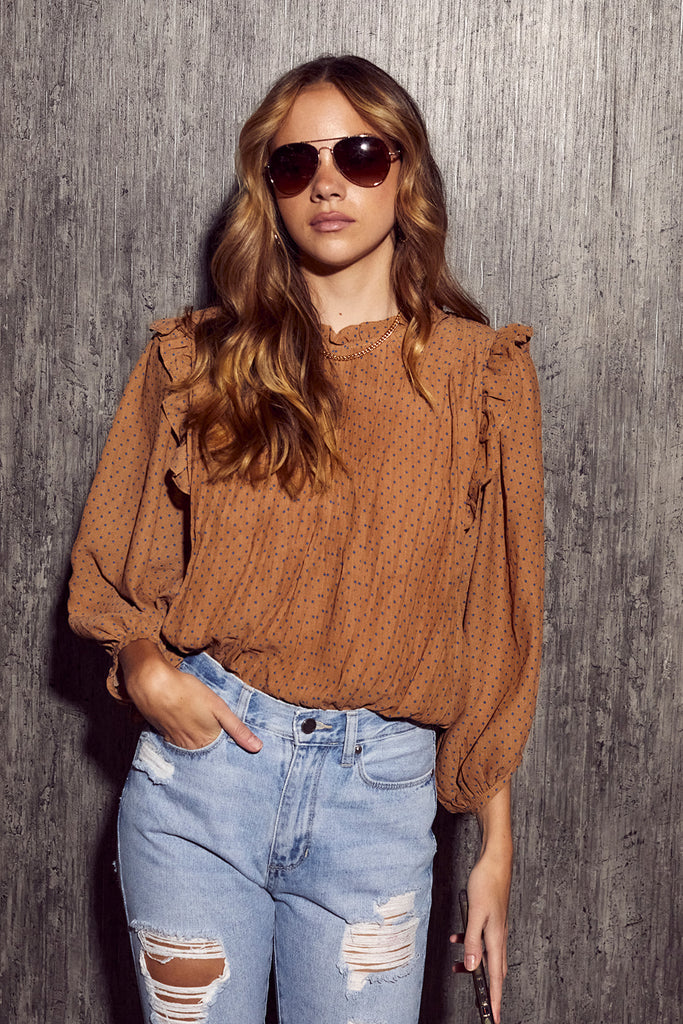 Rani Ruffled Detail Polka Dot Blouse - fab'rik