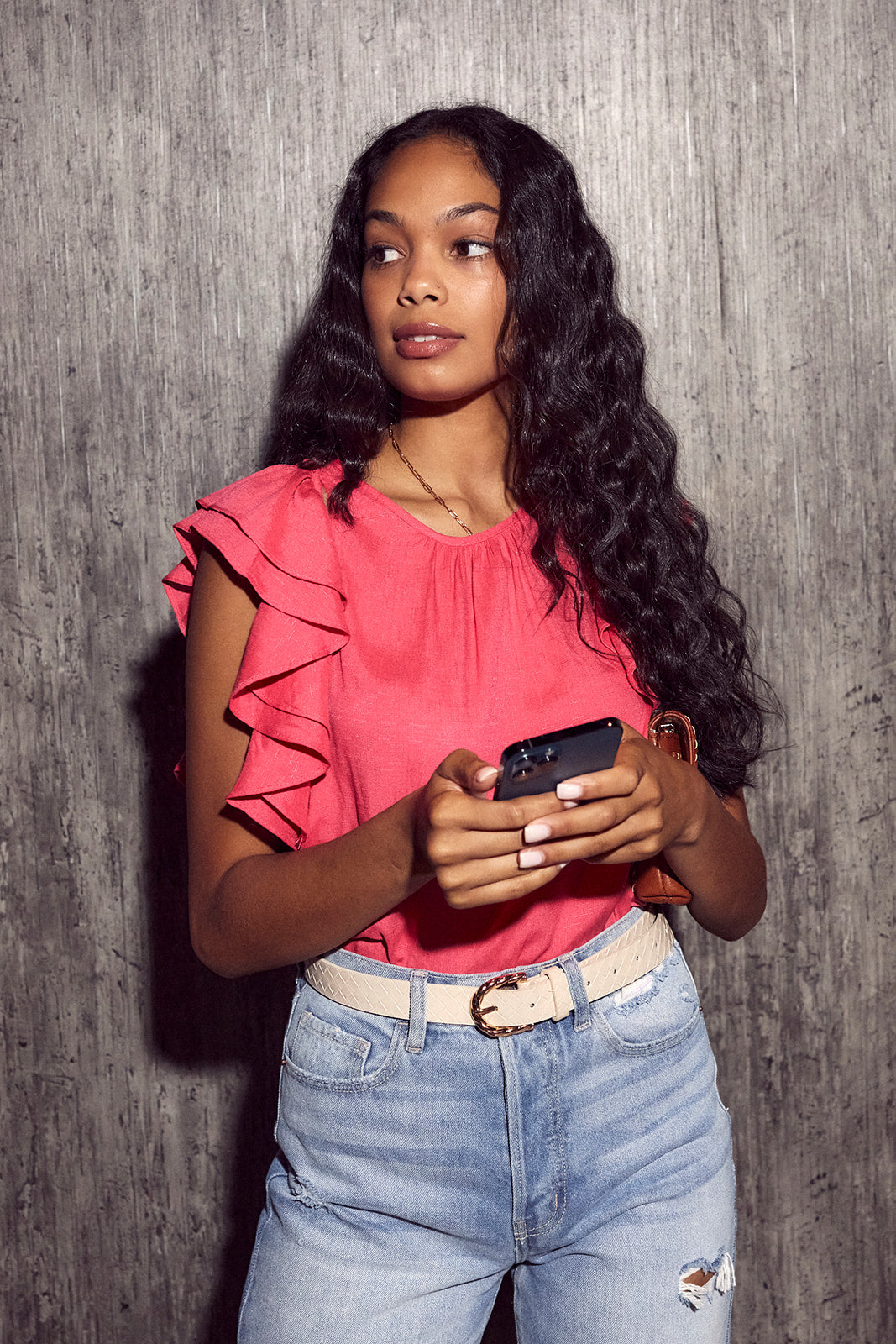 SALE - Ashtyn Cut Out Ruffle Sleeve Top - fab'rik