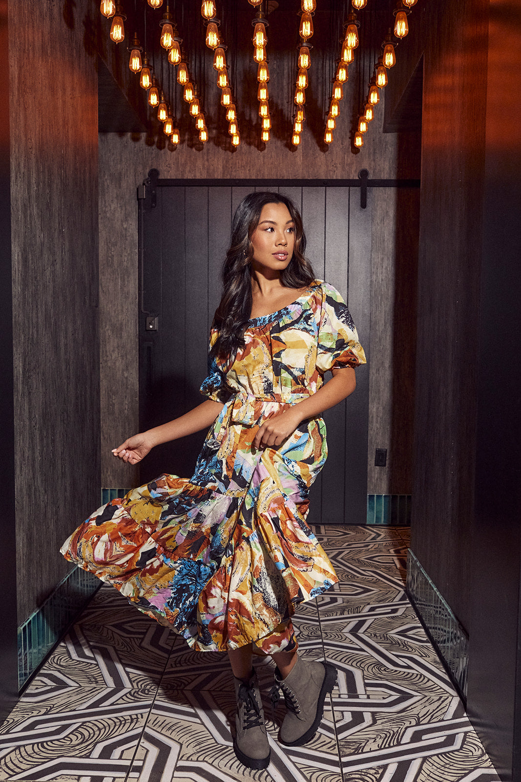 SALE - Murphie Floral Printed Midi Dress - fab'rik