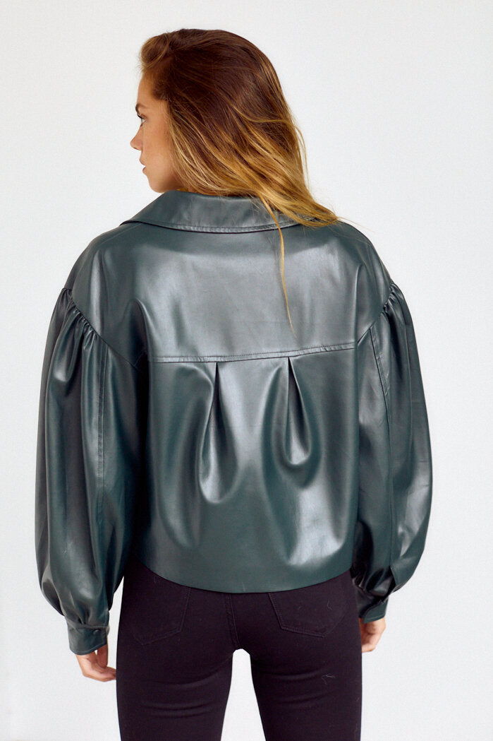 Lorilynn Puff Sleeve Faux Leather Jacket - fab'rik