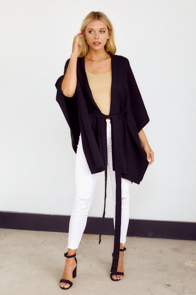 SALE - Vermont Tie Waist Poncho - fab'rik