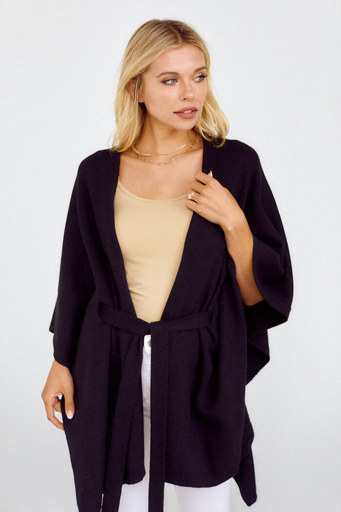 SALE - Vermont Tie Waist Poncho - fab'rik
