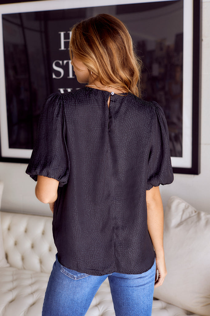 Alyra Jacquard Puff Sleeve Blouse - fab'rik
