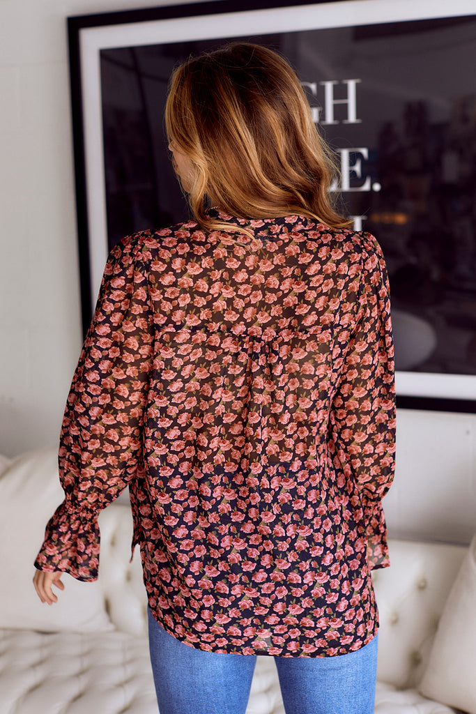 SALE - Talie Floral Printed Blouse - fab'rik