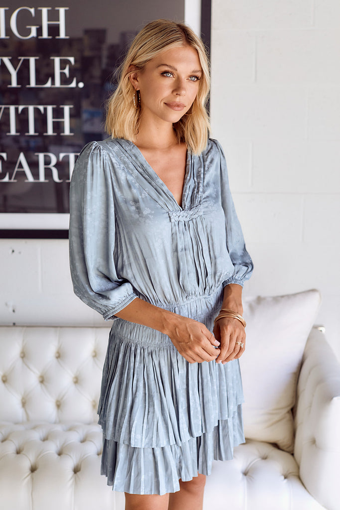 Brigette Pleated Smock Waist Dress - fab'rik