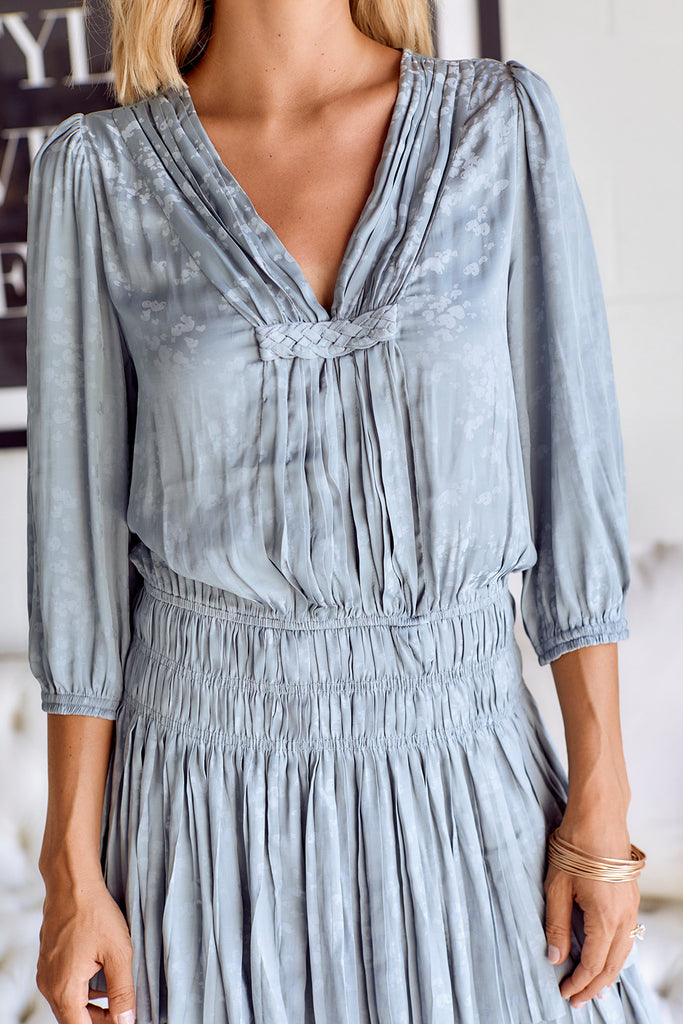 Brigette Pleated Smock Waist Dress - fab'rik