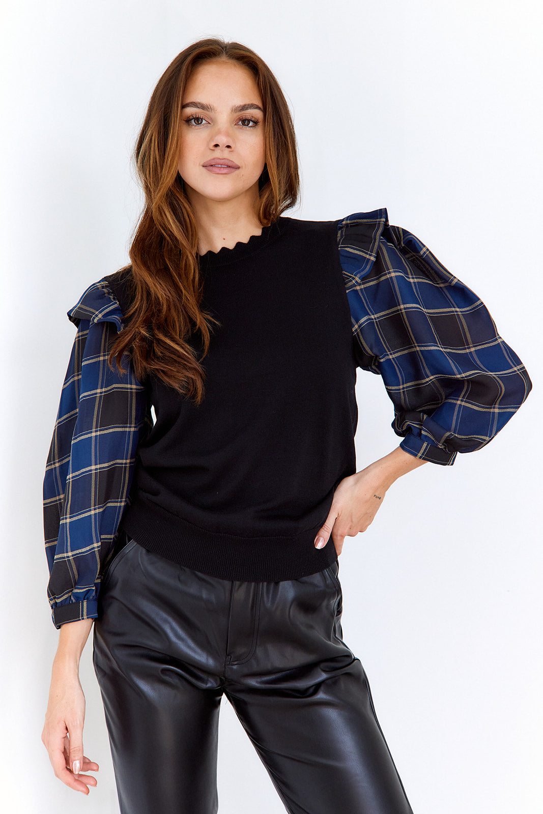 Kinsley Plaid Puff Sleeve Blouse - fab'rik