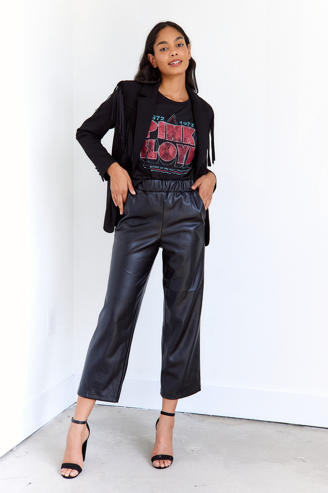 Can't Help Myself Faux Leather Crop Flare Pant - fab'rik