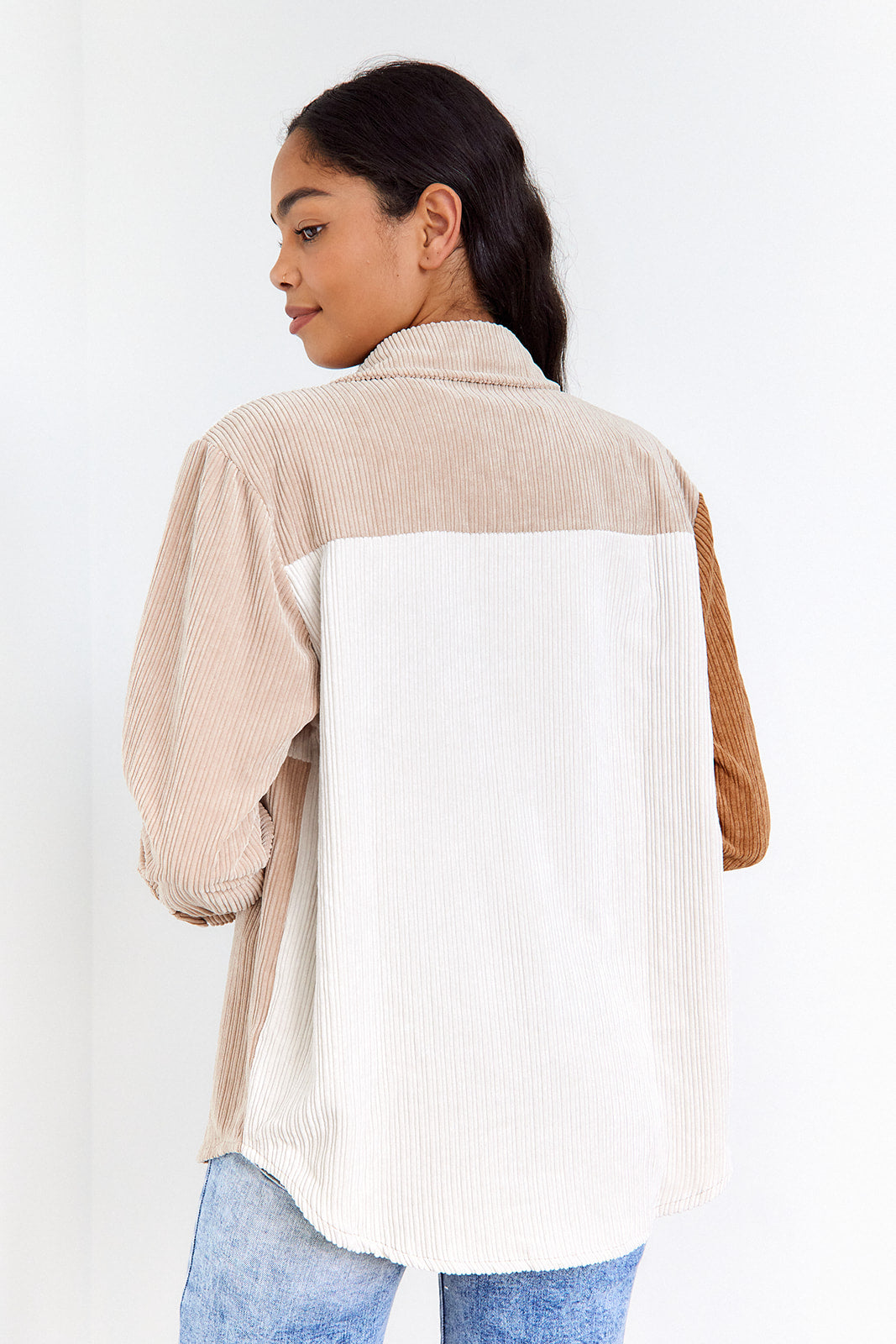 Renn Corduroy Patchwork Button Down Jacket - fab'rik