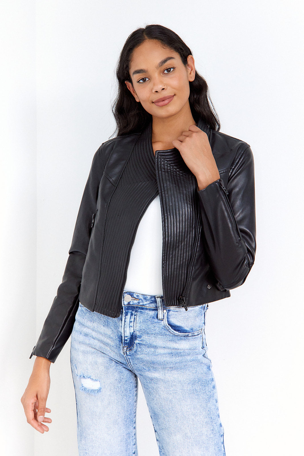 Eye Catching Faux Leather Jacket - fab'rik