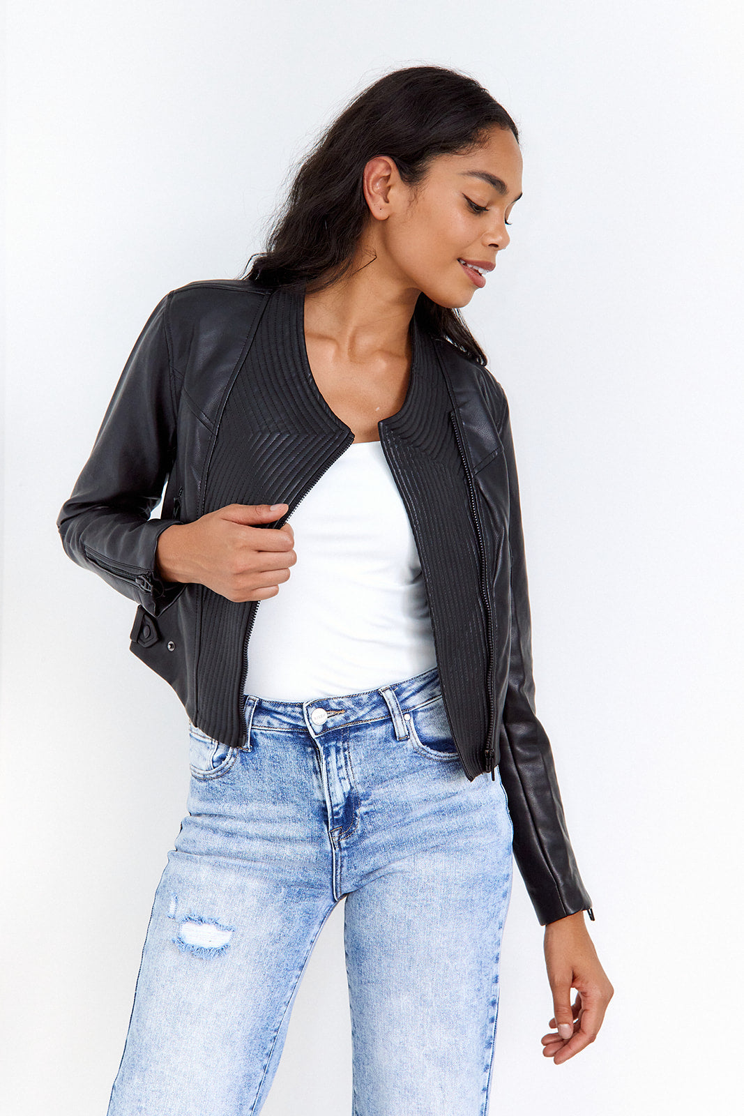 Eye Catching Faux Leather Jacket - fab'rik
