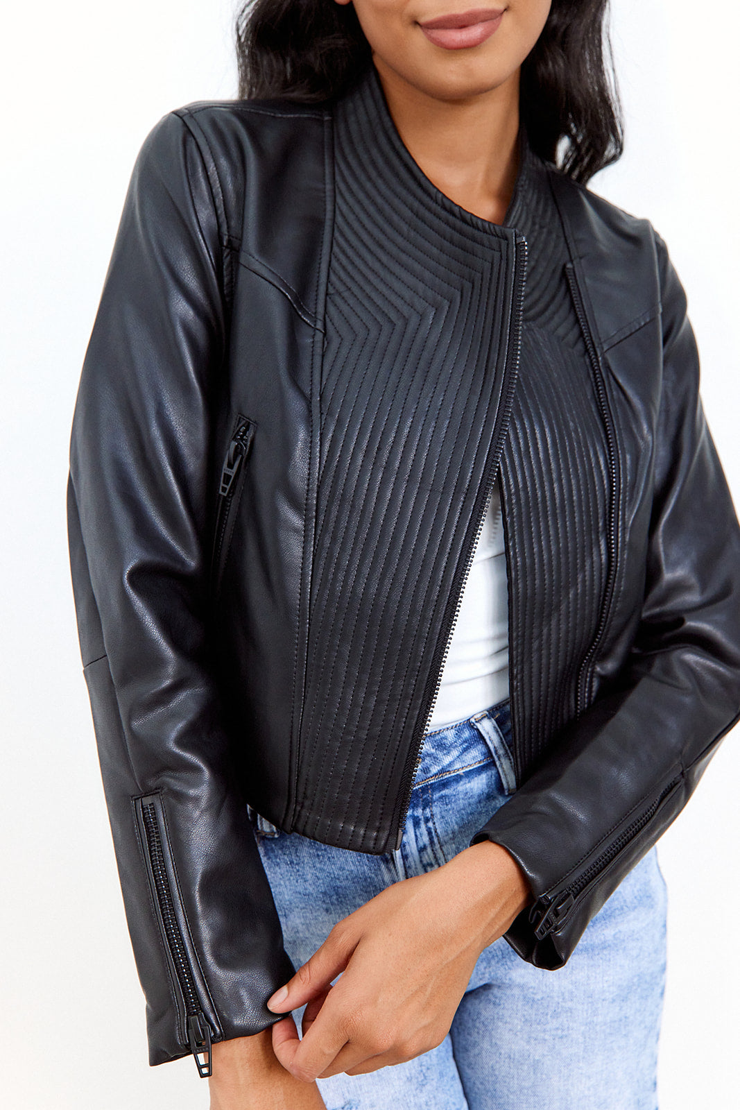Eye Catching Faux Leather Jacket - fab'rik