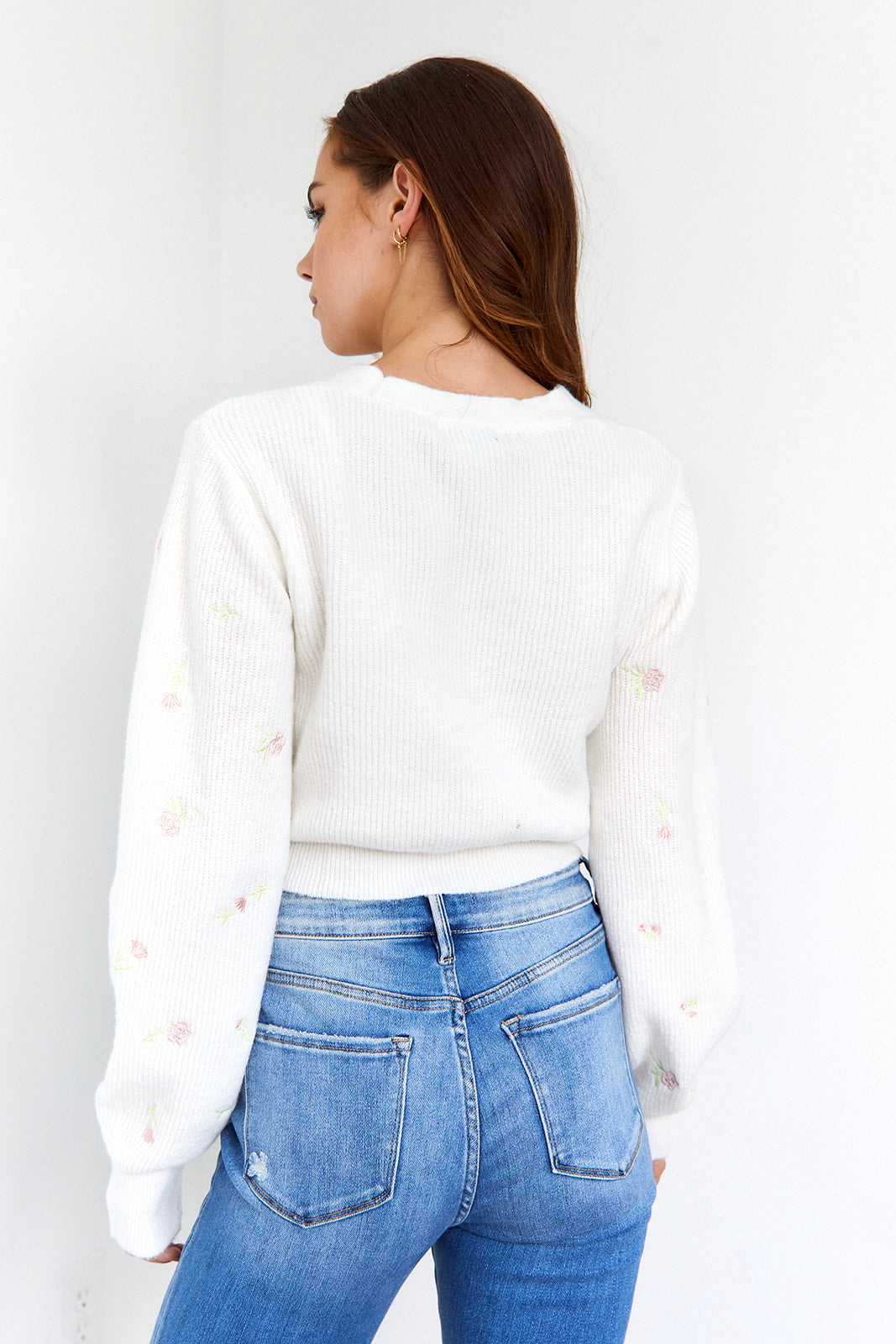 Petra Embroidered Floral Button Down Cardigan - fab'rik