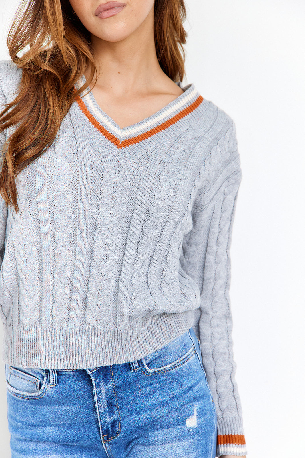 Ina Varsity Cable Knit Sweater - fab'rik