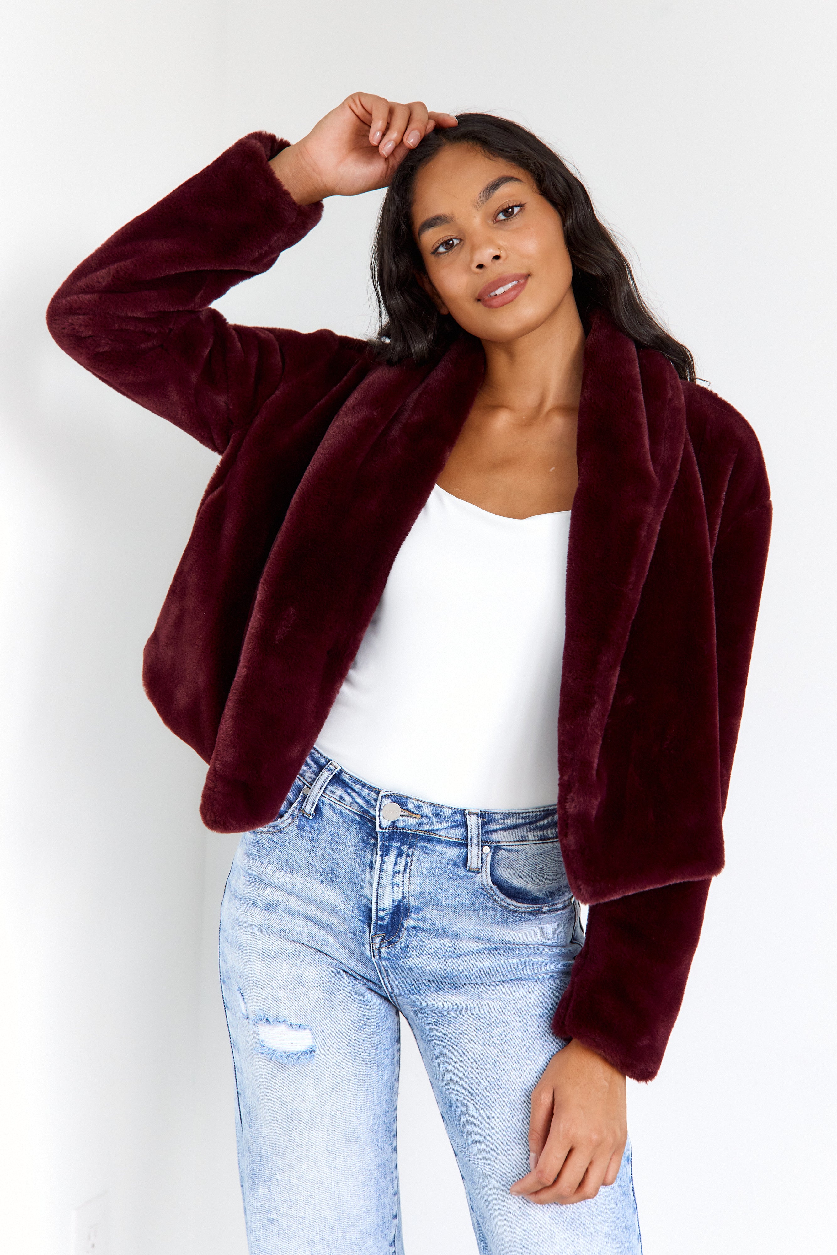 Crossfire Cropped Faux Fur Jacket - fab'rik