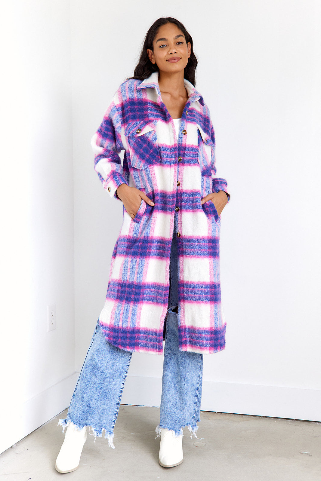Lachlan Plaid Duster Shacket - fab'rik