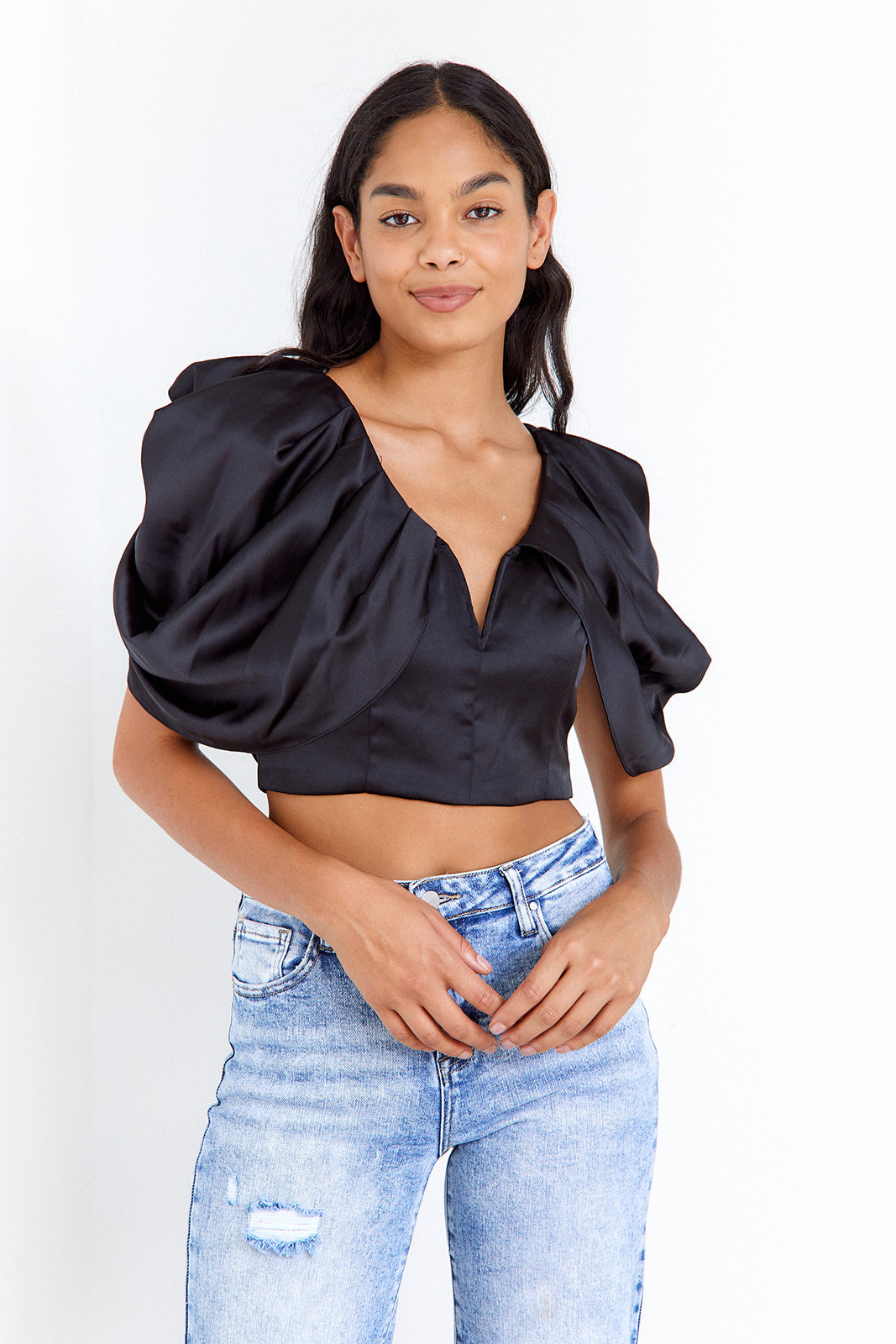 Aimee Deep V Neck Top - fab'rik