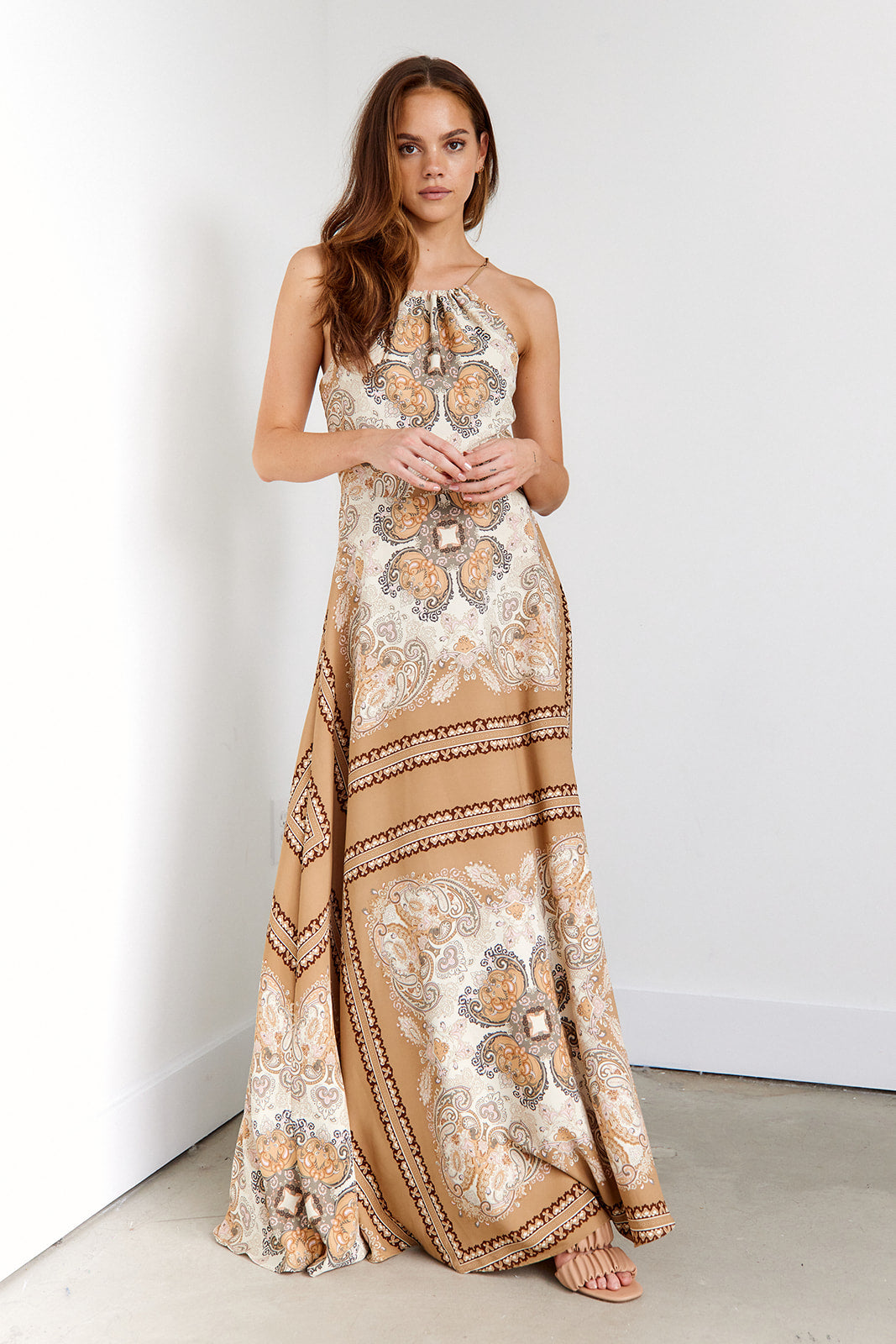 Irmah Scarf Printed Maxi Dress - fab'rik