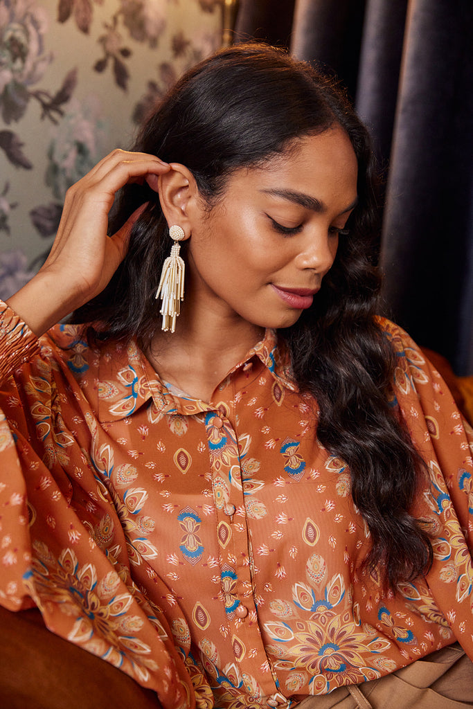 Teagan Fringe Beaded Earrings - fab'rik