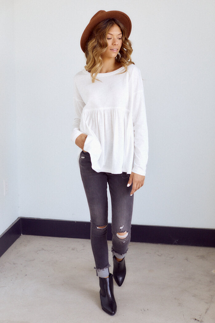 SALE - Phoenix Flowy Bottom Long Sleeve Top - fab'rik