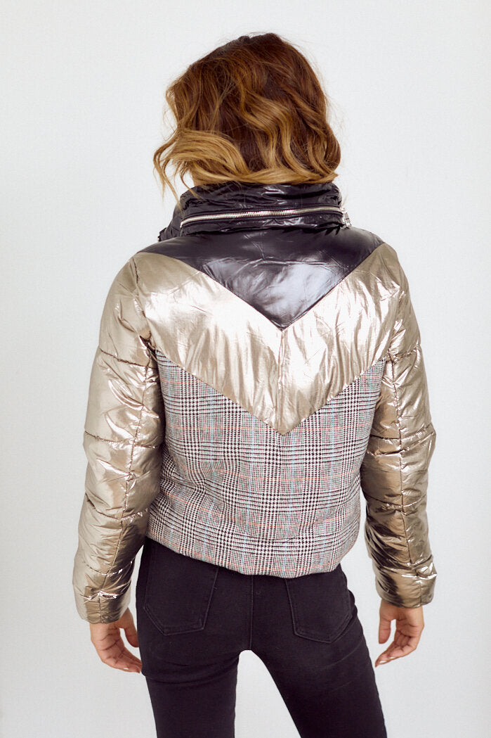 SALE - Influencer Plaid Puffer Jacket - fab'rik