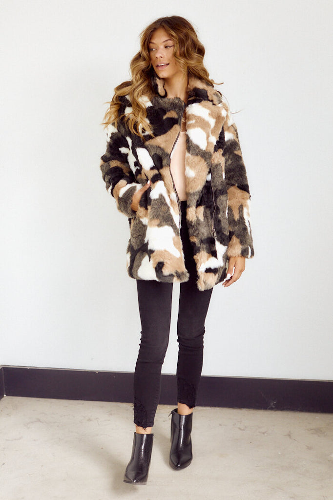 Pricilla Marbled Faux Fur Jacket - fab'rik
