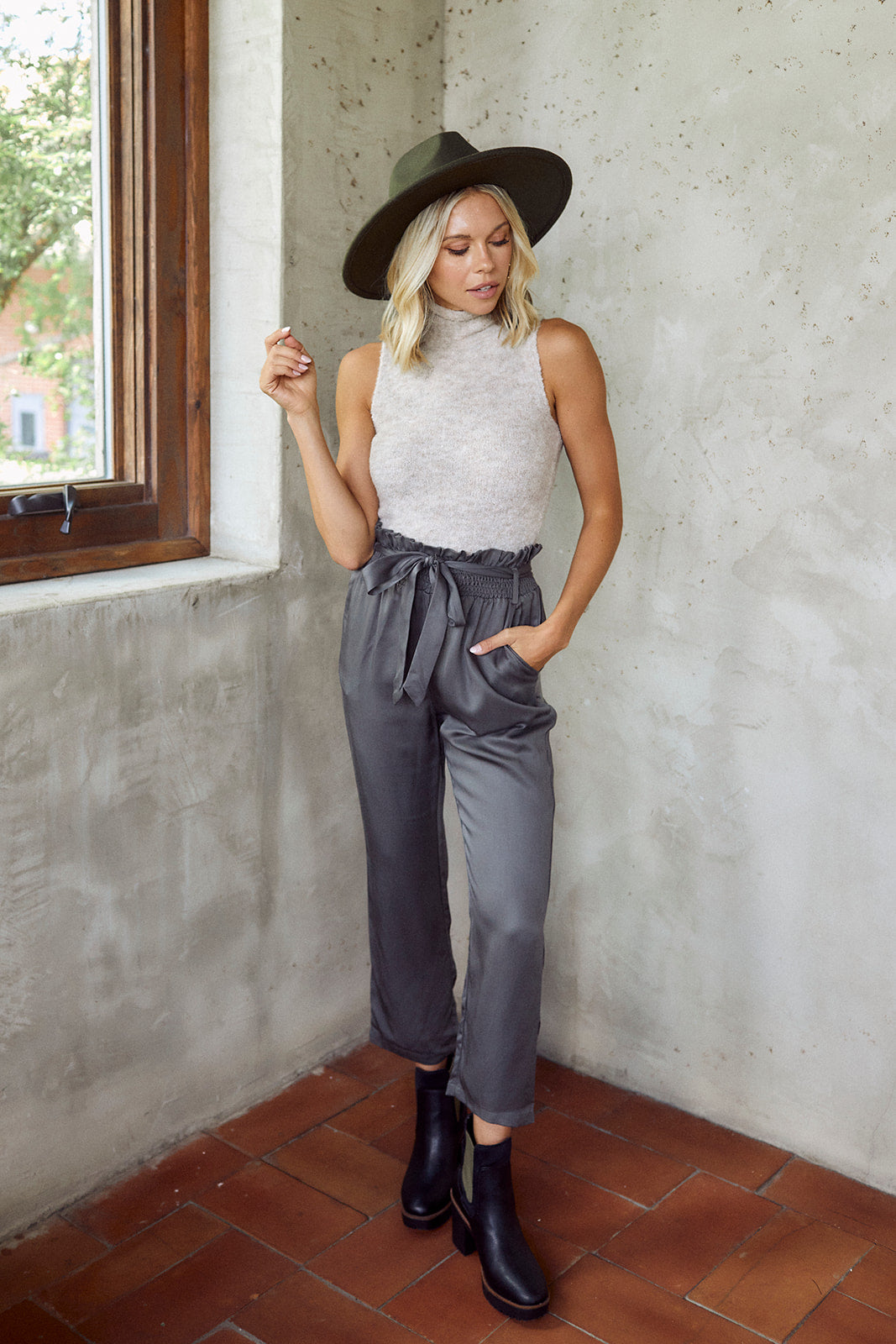 SALE - Sayde Tie Waist Flared Pants - fab'rik