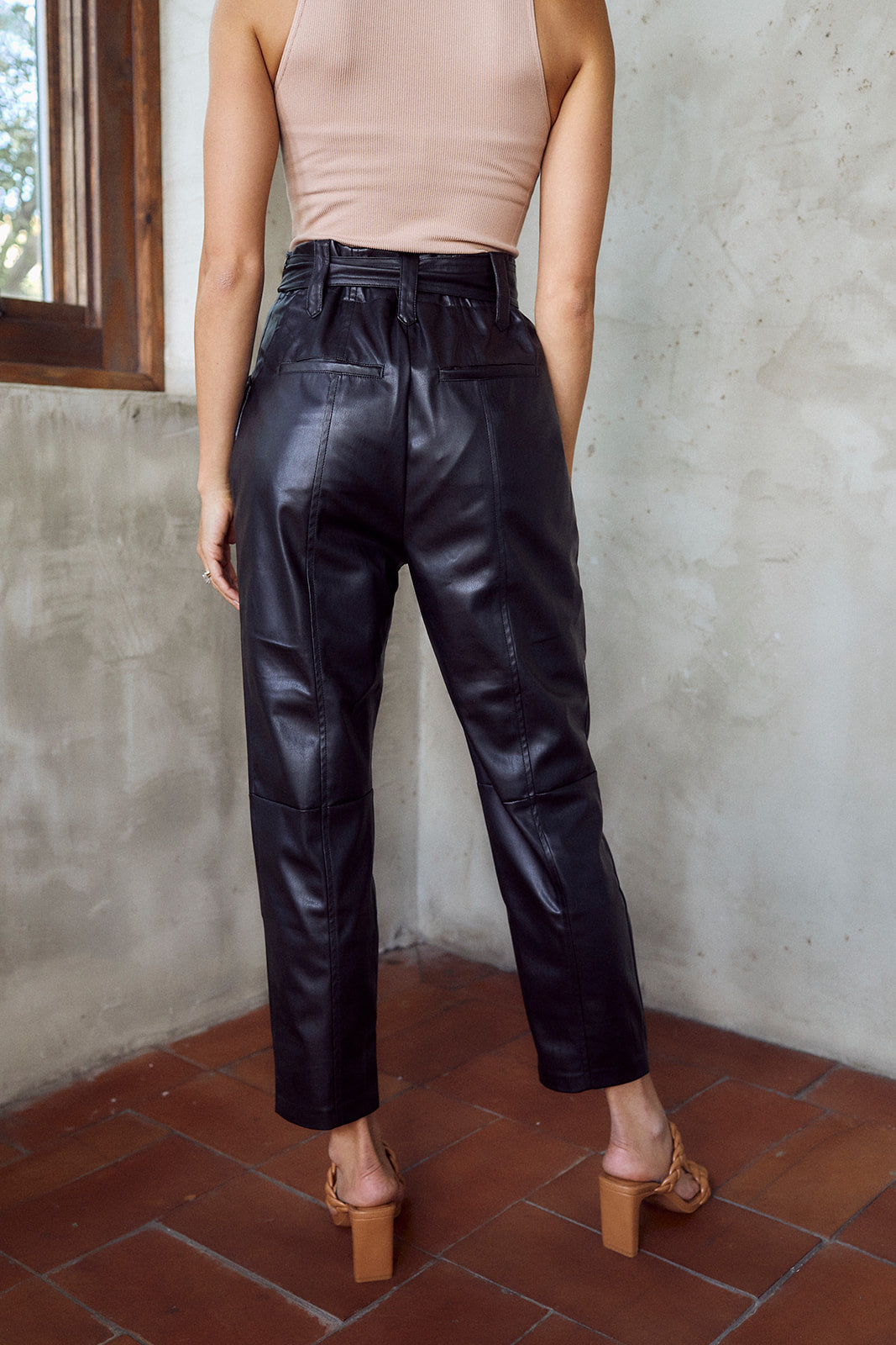 Marelly Faux Leather Cropped Pants - fab'rik