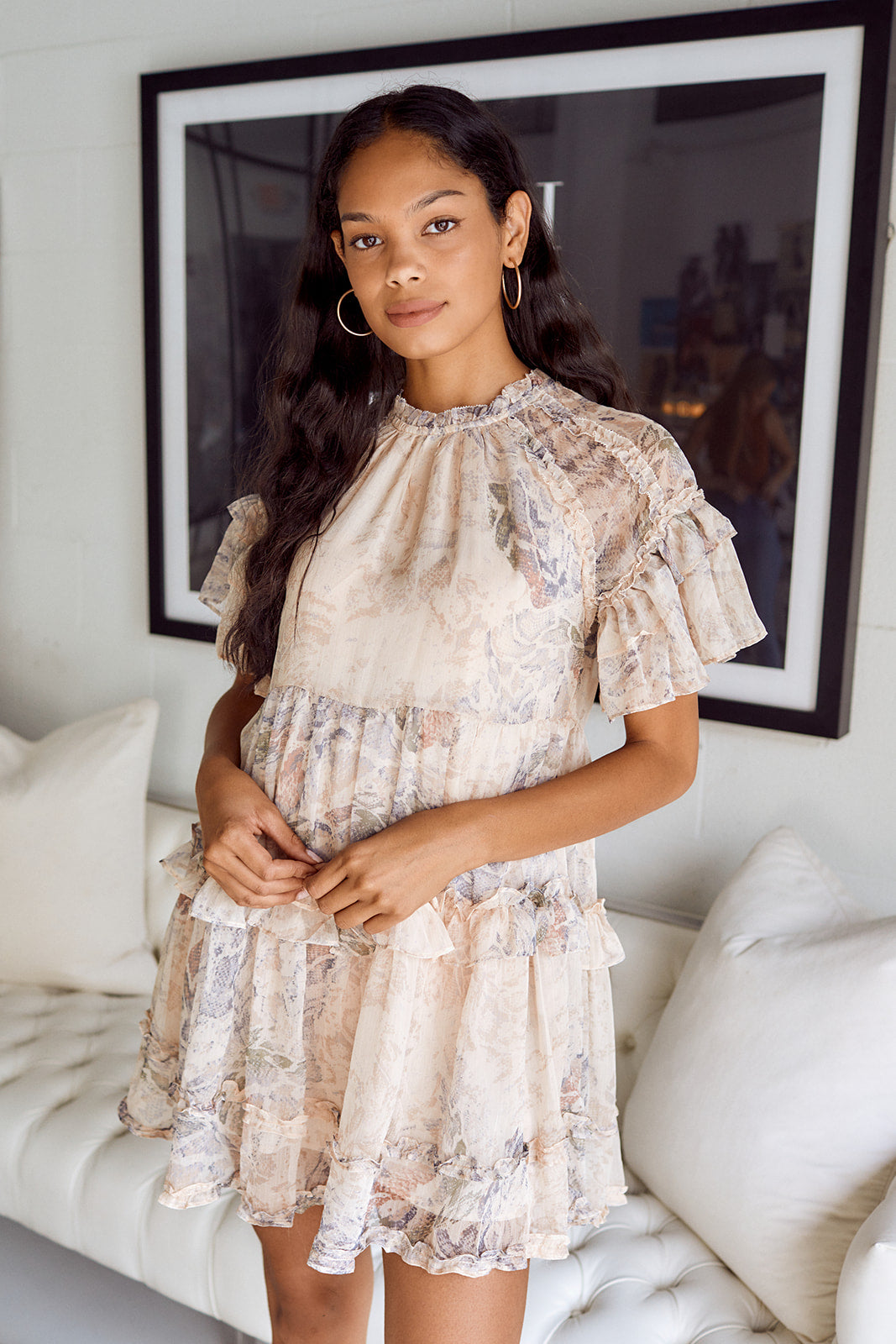 SALE - Ferina Snake Print Tiered Mini Dress - fab'rik