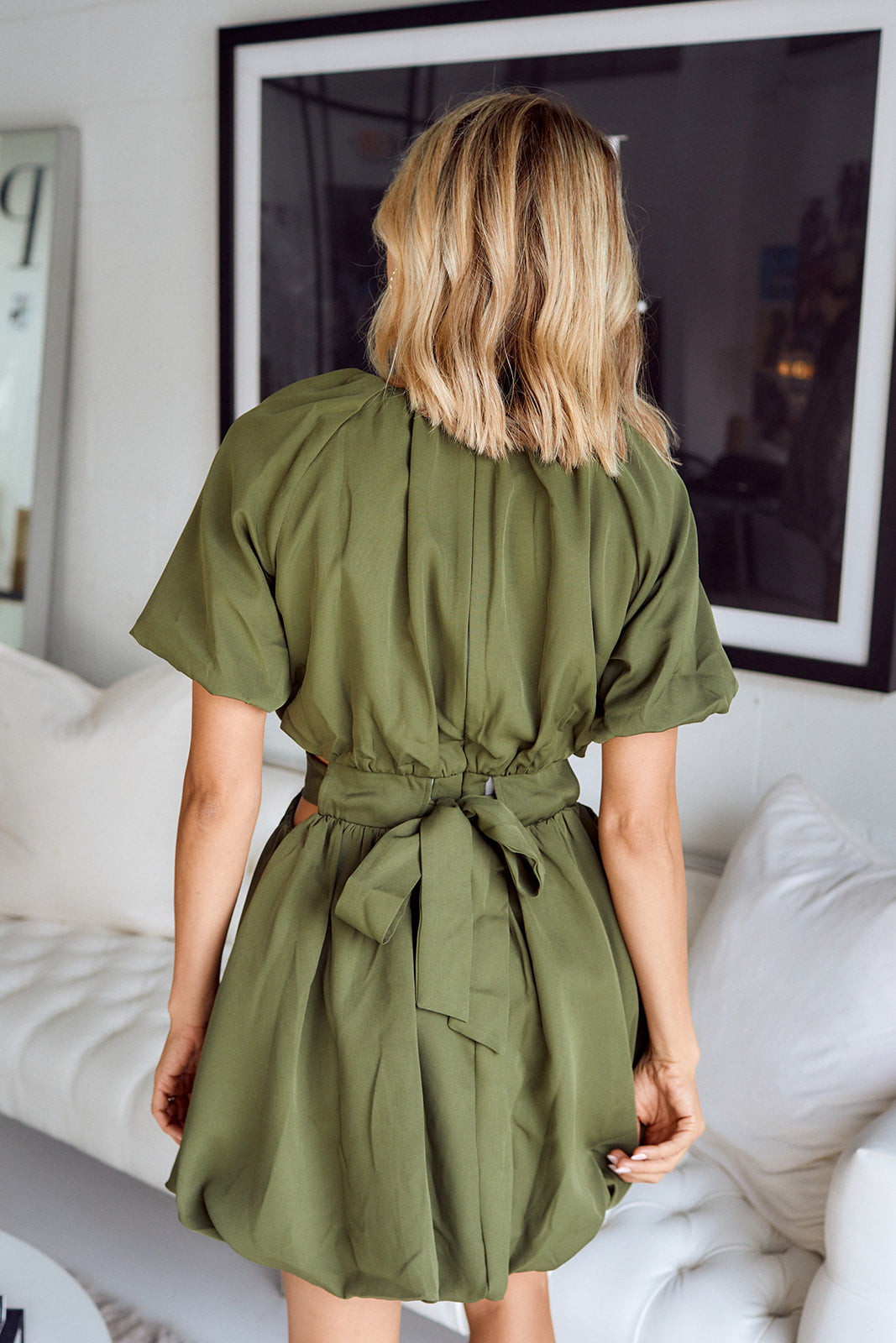 Marita Cut Out Detail Puff Sleeve Dress - fab'rik