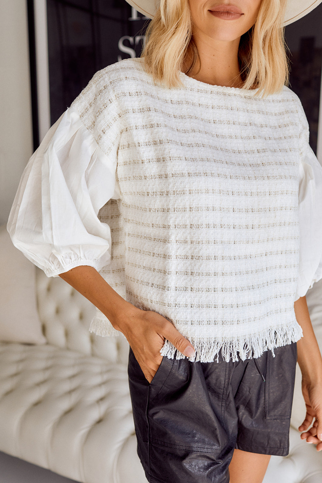Annika Tweed Detail Blouse - fab'rik