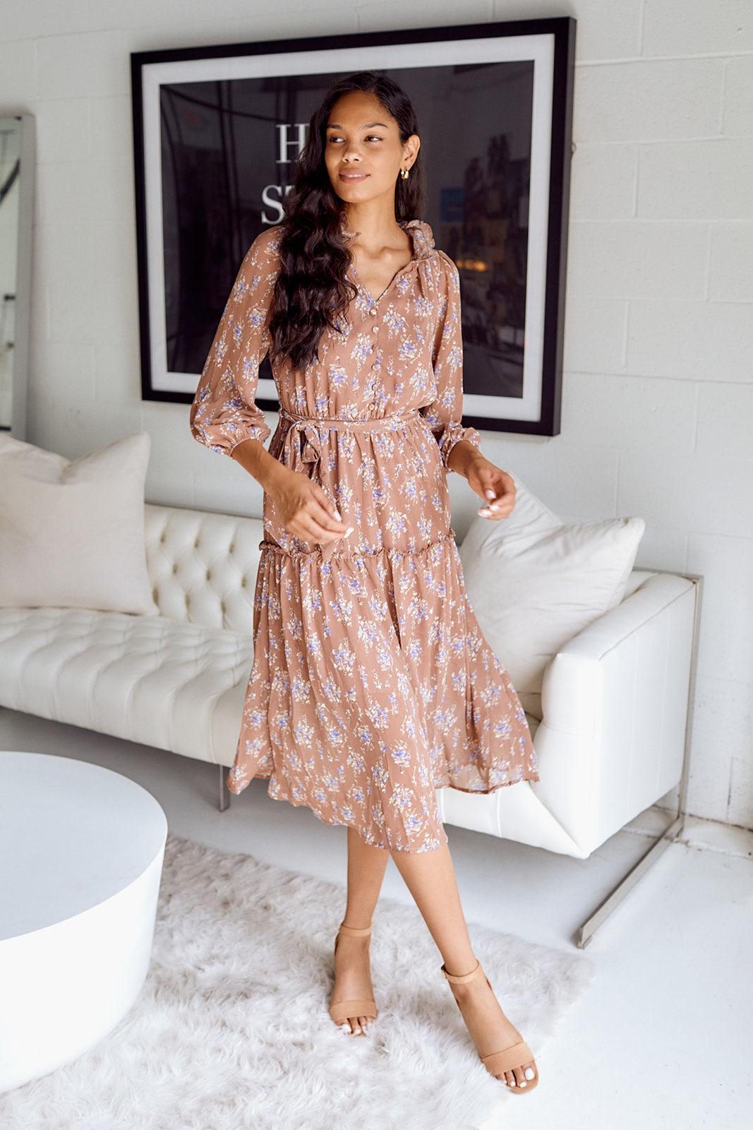 SALE - Avie Floral Tiered Midi Dress - fab'rik