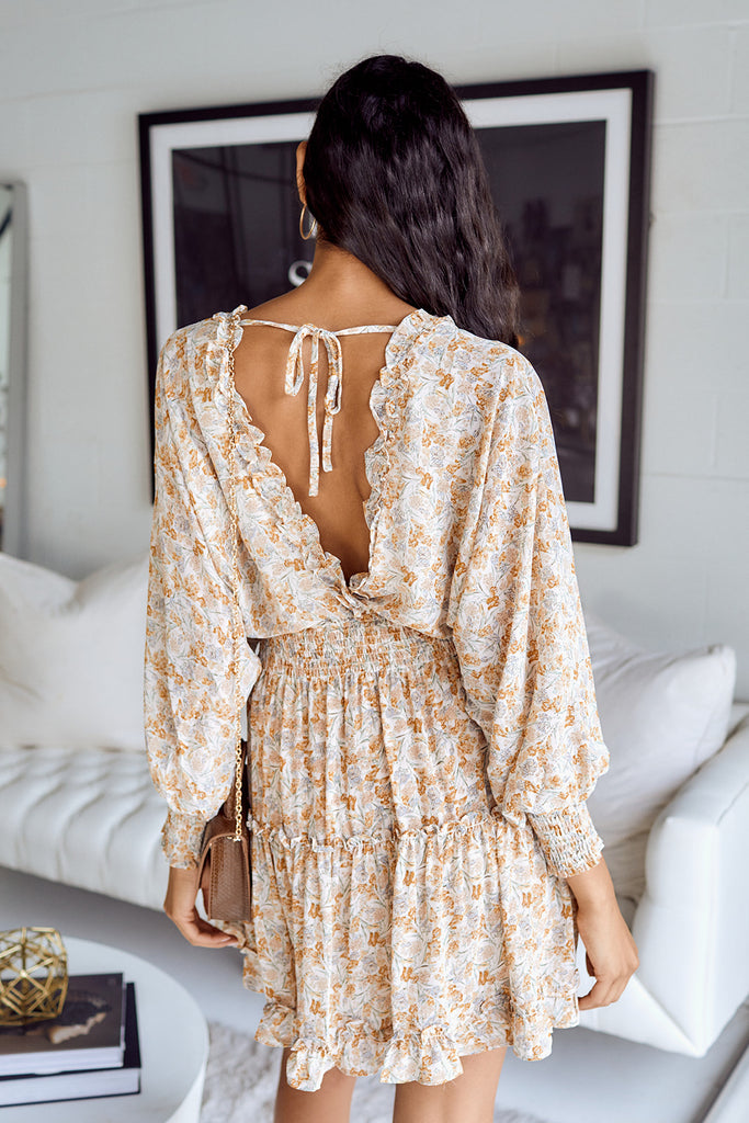 SALE - Farra Floral Printed Long Sleeve Dress - fab'rik